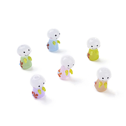 Couleur Mélangete Perles lampwork, perles au chalumeau, faits à la main, poupée ensoleillée japonaise de dessin animé, couleur mixte, 17.2x10.3x11mm, Trou: 1.8mm