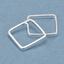 Посеребрённый Латунные соединительные колечки, долговечный, квадратный, 925 серебро покрытием, 8x8x1 мм, внутренний диаметр: 7x7 мм