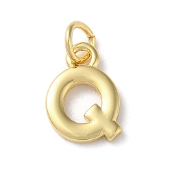 Letter Q Acumular colgantes de chapado de latón, sin plomo y cadmio, larga duración plateado, real 18 k chapado en oro, letra q, 12.5x8.5x1.5 mm, agujero: 3.2 mm