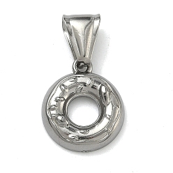 Нержавеющая Сталь Цвет 304 подвески из нержавеющей стали, пончик очарование, цвет нержавеющей стали, 17.5x15x3 мм, отверстие : 4x9 мм