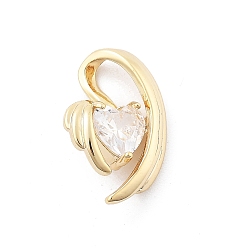 Золотой Латунные микро проложить кубического циркония подвески, без кадмия, без никеля и без свинца, сердце прелести, золотые, 17.5x11.5x4 мм, отверстие : 3.5x6.5 мм