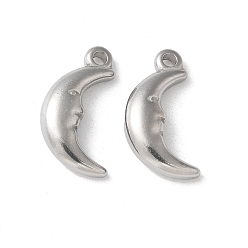 Нержавеющая Сталь Цвет 304 подвески из нержавеющей стали, луна, цвет нержавеющей стали, 16x8x4 мм, отверстие : 1.4 мм
