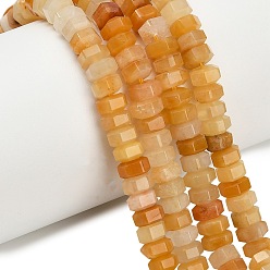 Желтый авантюрин Естественный желтый авантюрин бисер нитей, граненые, шестиугольник, 6x6x3 мм, отверстие : 0.8 мм, около 108 шт / нитка, 14.72~14.80'' (37.4~37.6 см)