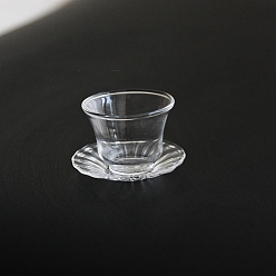 Прозрачный Украшения из стеклянной чашки и блюдца, аксессуары для кукольного домика с микро-ландшафтом, притворный реквизит, прозрачные, 25x30 мм