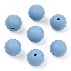 Cornflower Blue Food Grade Eco-Friendly Silicone Beads, Chewing Beads For Teethers, DIY Nursing Necklaces Making, Round, Cornflower Blue, 8~10mm, Hole: 1~2mm