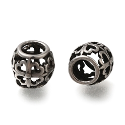 Античное Серебро 304 из нержавеющей стали европейские шарики, бусины с большим отверстием, полая рондель с клевером, античное серебро, 9.5x9.5 мм, отверстие : 5.5 мм
