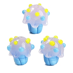 Желтый Ручной работы Lampwork неровный бисер, чашка торт, желтые, 14~16x12.5~14x13~14 мм, отверстие : 1.2~1.5 мм