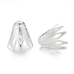 Серебро Шапочки и конусы для бусин, латунные, серебряный цвет гальваническим, 9.5x9 мм, отверстие : 1 мм