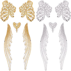 (52) Непрозрачная лаванда 2 комплекты 2 цвета кружево вышивка костюм аксессуары, нашивка с блестками, швейные украшения, цветок, разноцветные, 105~432x99~180x1 мм, 5 шт / комплект, 1 набор / цвет