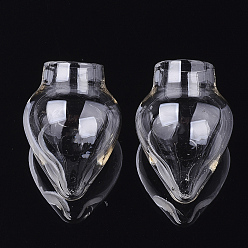 Прозрачный Механизированные бутылки из выдувного стекла с одним отверстием, для изготовления подвесок из стеклянных флаконов, слеза, прозрачные, 34~35x24.5 мм, отверстие : 12.5 мм