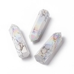 Говлит Ab цветное покрытие натуральный говлит украшение дисплея, исцеляющие каменные палочки, для рейки чакра медитативная терапия decos, шестиугольная призма/пуля, 77~100x21~28x19~25 мм