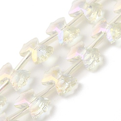 Лимонный шифон Гальванические стеклянные бусины, с полным покрытием цвета радуги, граненые, бантом, лимонный шифон, 10x7x3.5 мм, отверстие : 0.9 мм, около 49~51 шт / нитка, 18.90~20.47 дюйм (48~52 см)