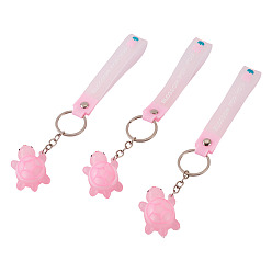 Pink 3шт. ПВХ подвески в виде черепахи для брелоков, платина, розовые, 195~205 мм