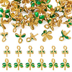 Настоящее золото 18K 40шт. 2 стили латунные эмалированные ушки для крепления петель, лист, за половину пробурено бисера, стойки покрытие, долговечный, без свинца и без кадмия, реальный 18 k позолоченный, 7.5~8x4~5.5x4~6 мм, отверстие : 1.2 мм, штифты : 0.5 мм, 20 шт / стиль