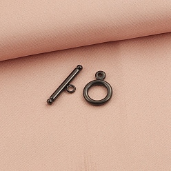 Черный Цвет Металла Застежки-тоглы из нержавеющей стали, кольцо, металлический черный , 8~14x19~25 мм