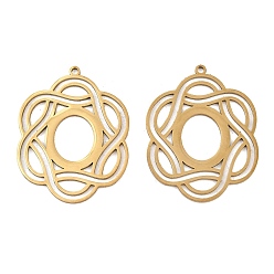 Golden Filigree 304 Stainless Steel Pendants, Laser Cut, Flower Charms, Golden, 32x25x1mm, Hole: 1.3mm