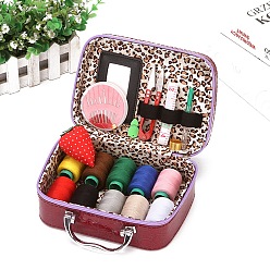 Indian Red Plastics Sewing & Knitting Tools Kits, Pins & Scissors & Sewing Threads & Crochet Hooks & Theader & Thimble & Ruler, Indian Red, 200x150x80mm
