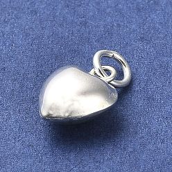 Серебро 925 стерлингов серебряные подвески, подвески-сердечки с кольцами-прыгунами, серебряные, 10x8x5 мм, отверстие : 3 мм