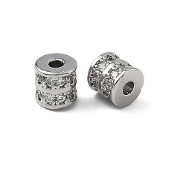 Платина Латунные микро проложить кубического циркония бусы, колонка, платина, 5.5x5.5 мм, отверстие : 1.8 мм