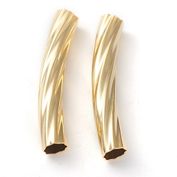 Real 24K Gold Plated Brass Tube Beads, Long-Lasting Plated, Curved Beads, Twist Tube, Real 24K Gold Plated, 32x5mm, Hole: 4mm