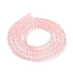 Pink Transparent Glass Beads Strands, Faceted Round, Pink, 2x2mm, Hole: 0.6mm, about 184pcs/strand, 14.49''(36.8cm)