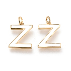 Letter Z Латунь эмаль подвески, с целью перехода в кольце, долговечный, реальный 18 k позолоченный, letter.z, белые, letter.z, г: 17.5x13.5x1.8 мм, прыжковые кольца: внутренний диаметр: 3 мм