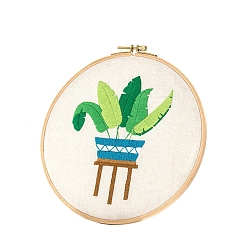 Other Plants Plants Pattern Embroidery Kits, Including Embroidery Cloth & Thread, Needle, Instruction Sheet, 275x275mm