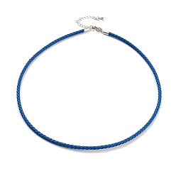 Озёрно--синий Изготовление плетеных круглых браслетов из искусственной кожи, с застежками-карабами из нержавеющей стали цветового тона из нержавеющей стали, Плут синий, 17-1/8 дюйм (43.6 см)