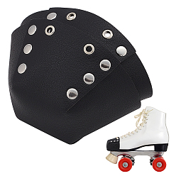 Black PVC Leather Roller Skate Toe Guard, Roller Skate Toe Cap, Trapezoid, Black, 104x56mm, Hole: 4mm & 22mm