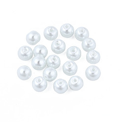Белый Экологически чистые стеклянные круглые бусины с жемчугом, белые, 6.5x5.5 мм, отверстие : 1 мм, Около 3500~3600 шт / 1000 г
