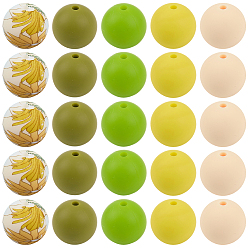 (52) Непрозрачная лаванда 80шт 5 стили силиконовые бусины, изготовление ожерелий и браслетов своими руками, круглые с цветочным узором, разноцветные, 15 мм, отверстие : 2 мм, 16 шт / стиль