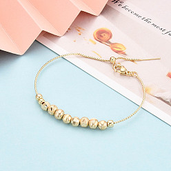 Настоящее золото 18K Регулируемые браслеты-слайдеры из латунных бусин для женщин, круглые и круглые, реальный 18 k позолоченный, внутренний диаметр: 2-1/2 дюйм (6.2 см)