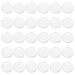 Серебро Латунные подвески, штампованная зеркальная полировка пустая бирка, плоско-круглые, серебряный цвет гальваническим, 20x1 мм, отверстие : 2 мм, 30 шт / коробка