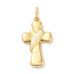 Real 18K Gold Plated Brass Pendants, Long-Lasting Plated, Lead Free & Cadmium Free, Cross Charm, Real 18K Gold Plated, 54mm, Hole: 10x7mm