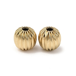 Настоящее золото 18K Текстурированные 304 шарики из нержавеющей стали, тыква, ионное покрытие (ip), реальный 18 k позолоченный, 8 мм, отверстие : 1.8 мм