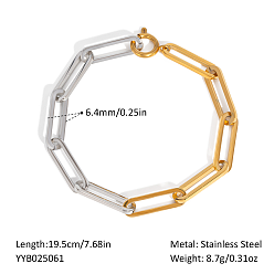 Золотой & Цвет Нержавеющей Стали Браслеты-цепочки из нержавеющей стали со скрепками для женщин, золотые и нержавеющая сталь цвет, 7-5/8 дюйм (19.5 см)