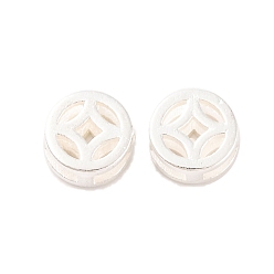 Посеребрённый Латунные бусины, без свинца и без кадмия, плоско-круглые, монета-оберег, 925 серебро покрытием, 6x3.3 мм, отверстие : 1.2 мм