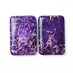 Purple Natural Regalite/Imperial Jasper/Sea Sediment Jasper Big Pendants, Dyed, Rectangle, Purple, 60x40x10mm, Hole: 2mm