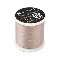 Rosy Brown MIYUKI Nylon Beading Thread for Seed Beads, Flat, Rosy Brown, 0.15x0.1mm, about 54.68 Yards(50m)/Roll
