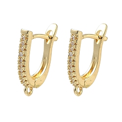 Настоящее золото 18K Латунные серьги-кольца из прозрачного кубического циркония, без кадмия и без свинца, долговечный, стойки покрытие, запереть, с петлей, реальный 18 k позолоченный, 18x2.5x12.5 мм, отверстие : 1.2 мм, штифты : 1 мм