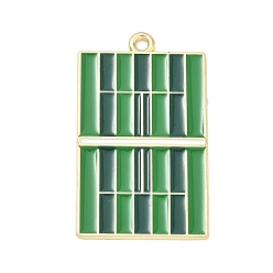 Rectangle Tennis Alloy Enamel Pendants, Golden, Tennis Court Charms, 35x21x1mm, Hole: 1.8mm