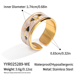 Белый Открытые кольца-манжеты от сглаза из нержавеющей стали для женщин, с эмалью, золотые, белые, 8.3 мм, внутренний диаметр: 17.4 мм