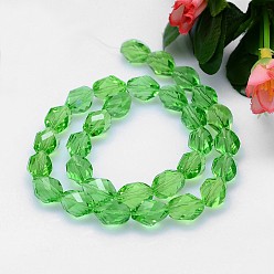 Light Green Faceted Polyhedron Imitation Austrian Crystal Bead Strands, Grade AAA, Light Green, 13x10mm, Hole: 0.9~1mm, about 30pcs/strand, 15.7 inch