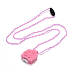 Pink Plastic Crochet Knitting Stitch Counter, Portable Row Counter, with Lanyard, Pendant Knitting Tool, Pink, 5.2cm