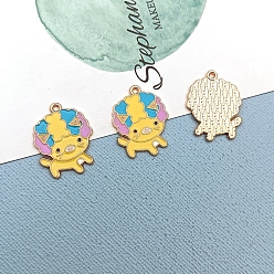 Золотистый Подвески из эмалированного сплава, милые собачьи прелести, золотые, 25x19 мм