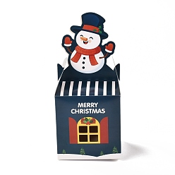 Snowman Christmas Theme Paper Fold Gift Boxes, for Presents Candies Cookies Wrapping, Dark Slate Gray, Snowman Pattern, 8.5x8.5x19cm