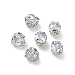 лаванда Круглые зубцы из нержавеющей стали, с огранкой из кубического циркония, лаванда, 3x3 мм, отверстие : 0.8 мм, о 300 шт / комплект