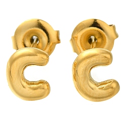 Letter C 304 из нержавеющей стали серьги, реальный 14 k позолоченный, ионное покрытие (ip), буква С, 7x6.5 мм