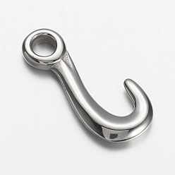 Stainless Steel Color Tarnish Resistant 304 Stainless Steel Hook Clasps, Stainless Steel Color, 34x15.5x3.5mm, Hole: 5mm
