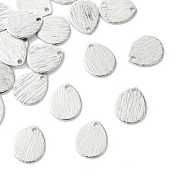 Real Platinum Plated SHEGRACE Brass Pendants, Teardrop Charms, Stamping Blank Tag, Brushed Finish, Cadmium Free & Lead Free & Nickel Free, Real Platinum Plated, 12x10x1mm, Hole: 1.2mm